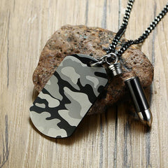 Stainless Steel Camouflage Tag Necklace