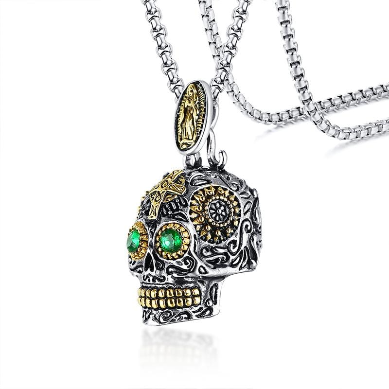 Mens Skull  Pendant Necklace