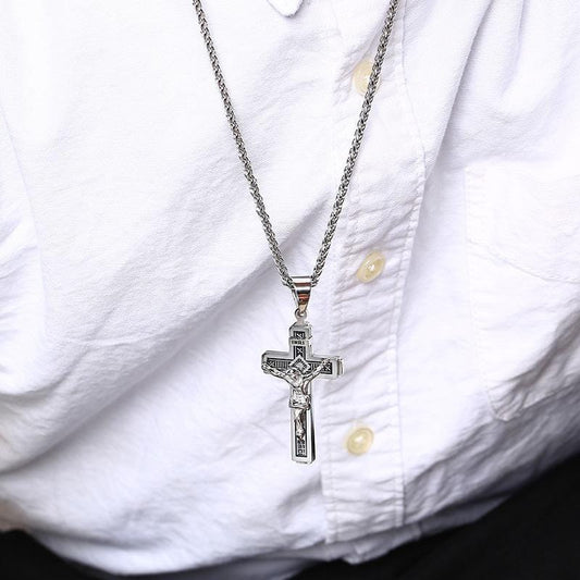 Stainless Steel Men'S Crucifix Cross Necklace