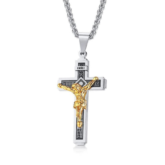 Stainless Steel Men'S Crucifix Cross Necklace