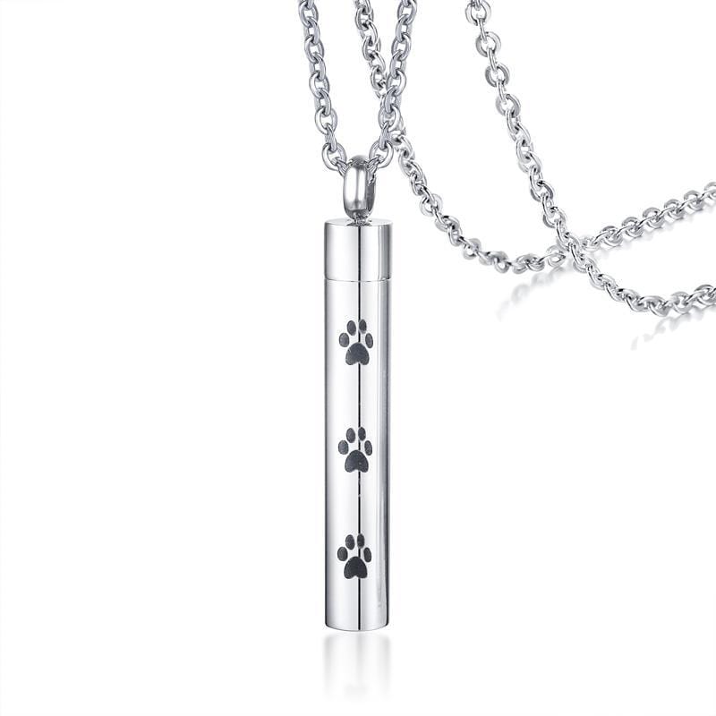 Stainless Steel Paw Print Necklace For Ashes