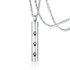 Stainless Steel Paw Print Necklace For Ashes