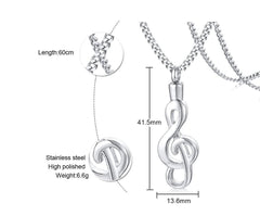 Stainless Steel Clef Urn Necklace