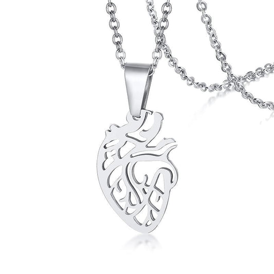 Stainless Steel Laser Cut Heart Necklace For Women