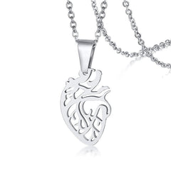 Stainless Steel Laser Cut Heart Necklace For Women