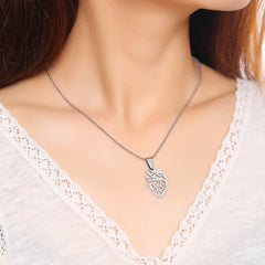 Stainless Steel Laser Cut Heart Necklace For Women