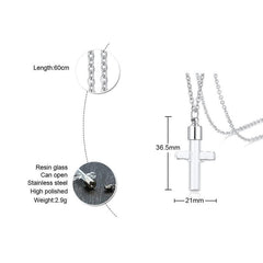 Stainless Steel Silver Cross Urn Necklace