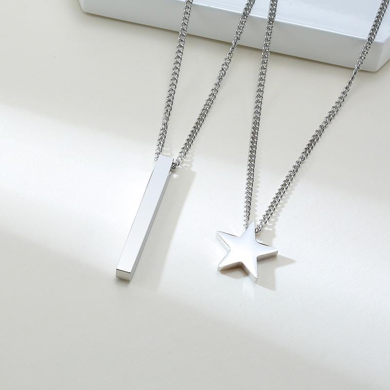 Steel Multi Layer Star Bar Necklace
