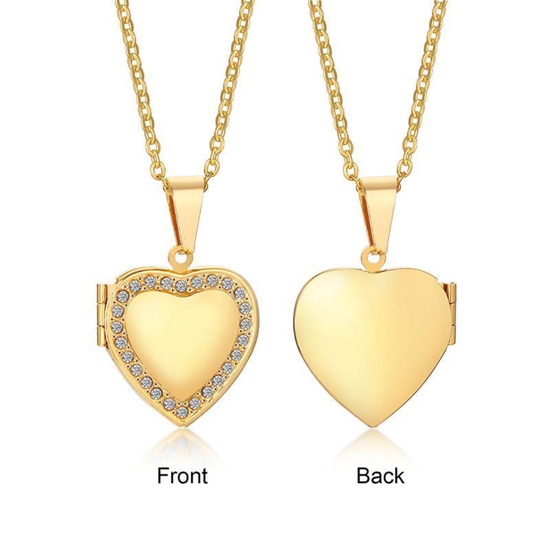 Steel Heart Photo Frame Necklace