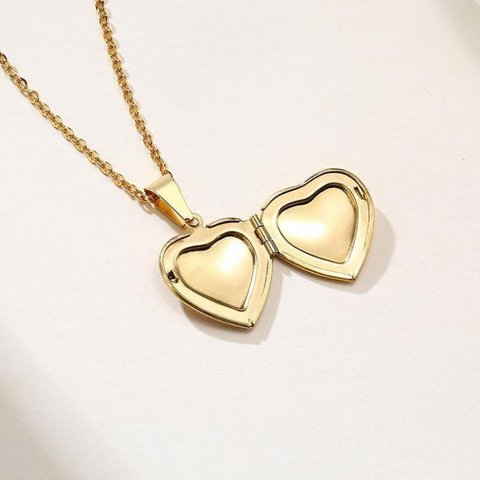Steel Heart Photo Frame Necklace