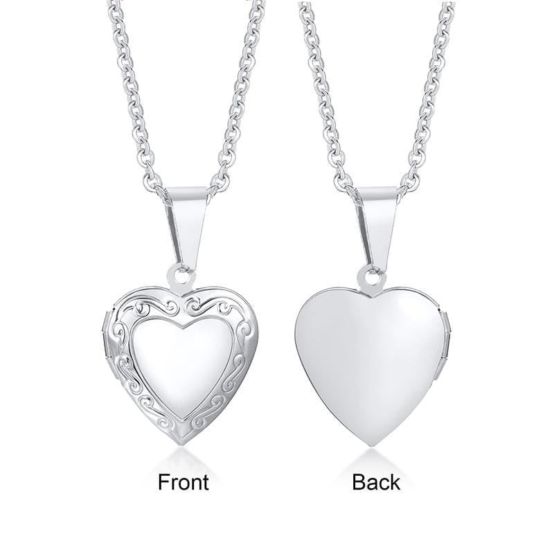 Steel Heart Shape Custom Photo Frame Necklace