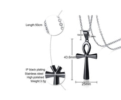 Steel Gold Egypt Cross Pendant