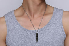 Stainless Steel Mens Bullet Bible Verse Necklace