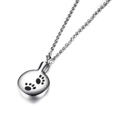 Stainless Steel Keepsake Paw Print Cremation Jewellery Necklace
