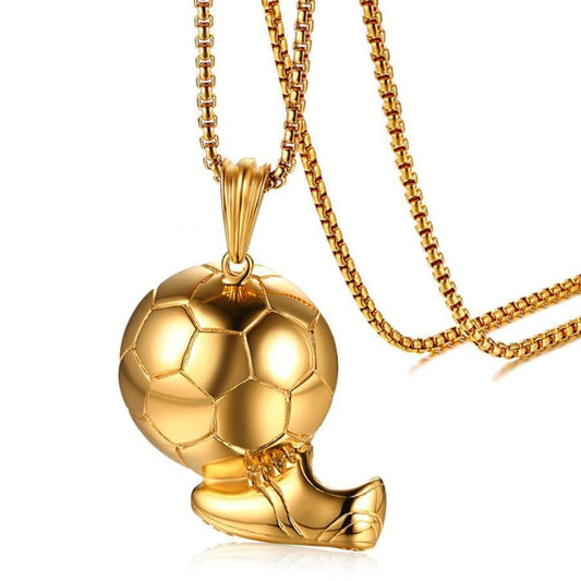 Stainless Steel Gold Football Necklace