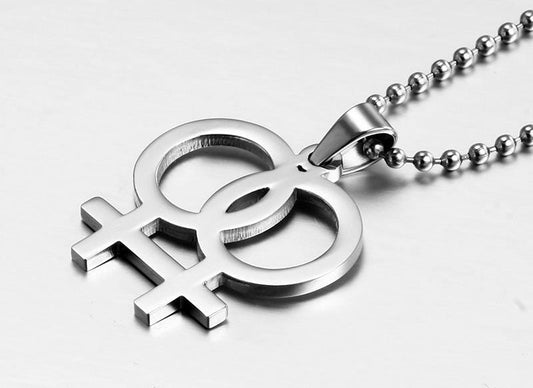 Stainless Steel Double Female Symbol Necklace