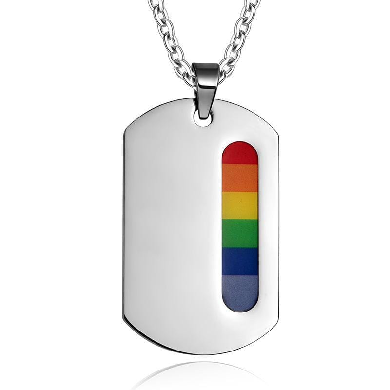 Stainless Steel LGBT Pride Dog Tag Necklace