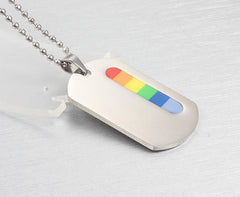 Stainless Steel LGBT Pride Dog Tag Necklace