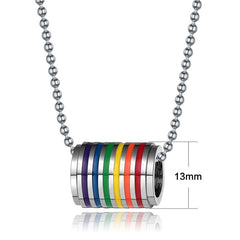 Stainless Steel Rainbow Barrel Necklace