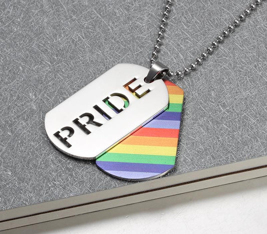 Stainless Steel Pride Dog Tag Necklace
