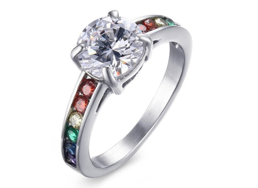 Rainbow LGBT Pride Engagement Ring for Women