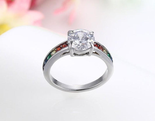 Rainbow LGBT Pride Engagement Ring for Women