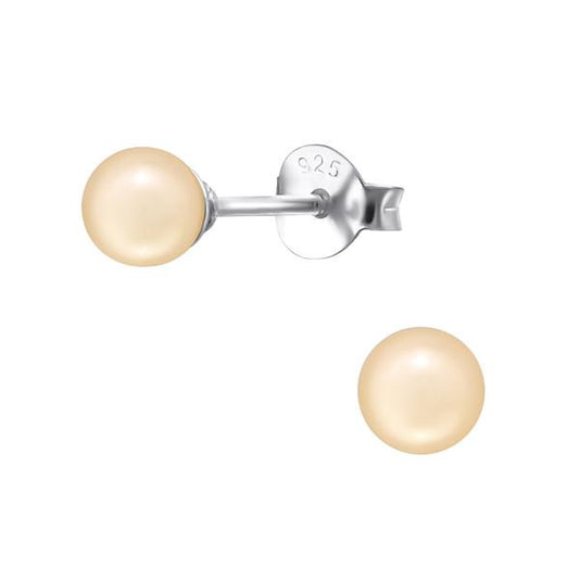 Sterling Silver Glass 4mm Pearl Stud Earrings