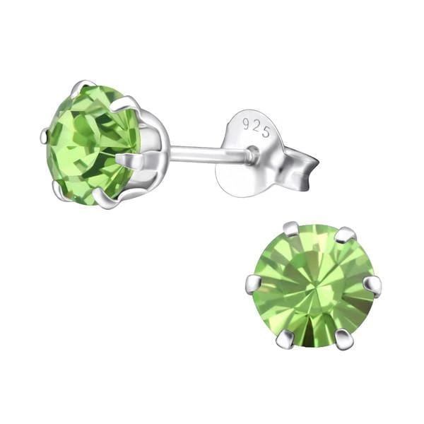 Sterling Silver Stud Earrings  With Swarovski Crystal Peridot
