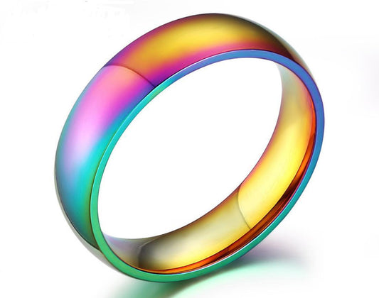 Stainless Steel Rainbow Pride Ring