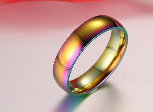 Stainless Steel Rainbow Pride Ring