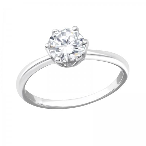 Silver Solitaire Ring with Cubic Zirconia