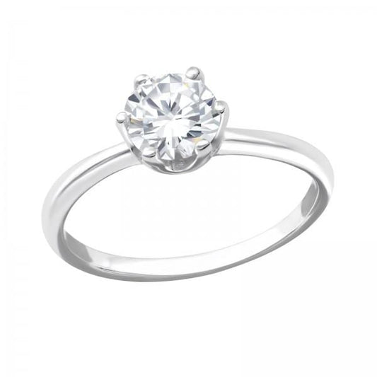 Silver Solitaire Ring with Cubic Zirconia