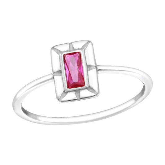 Silver Baguette Cubic Zirconia Ring
