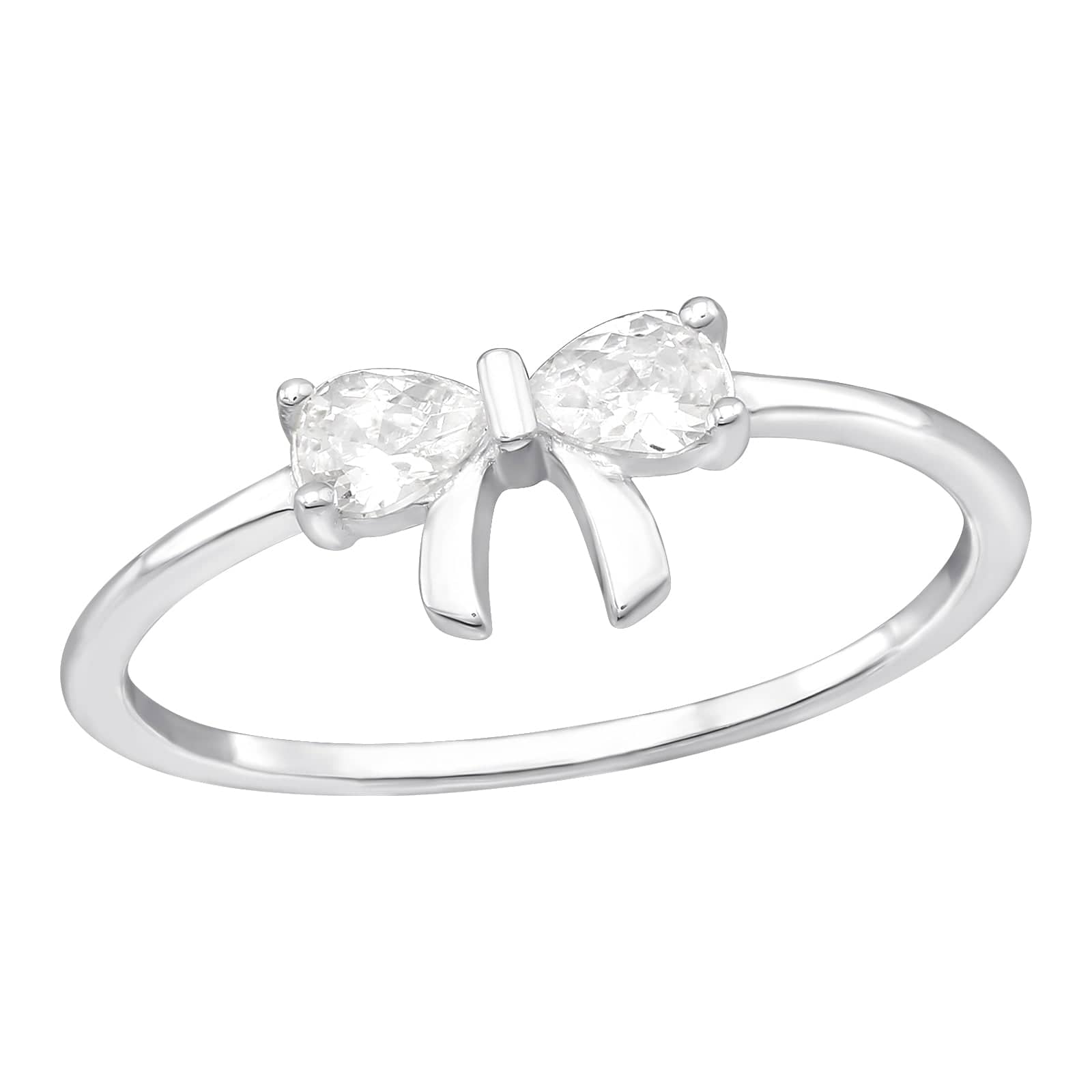 Silver Cubic Zirconia Bow Ring