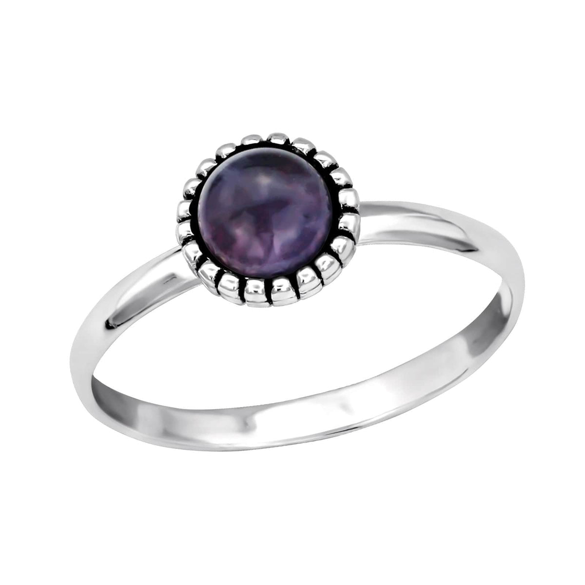 Silver Amethyst Round Ring