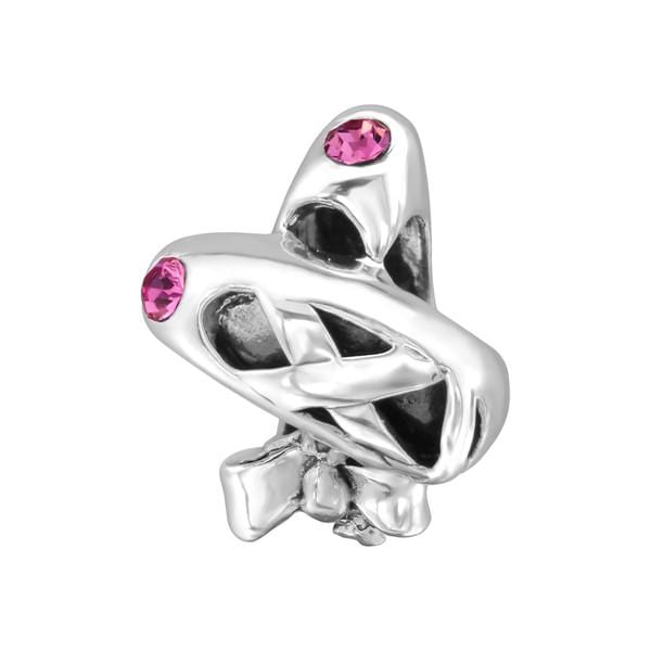 Silver Ballet Shoes Rose Charm Bead
