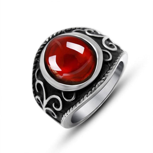 Vintage Red Stone Biker Ring