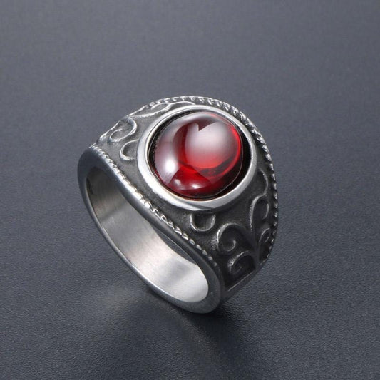 Vintage Red Stone Biker Ring
