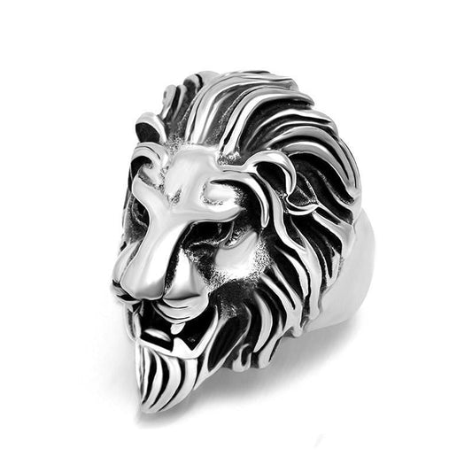 Stainless Steel Lion Head Biker Rings