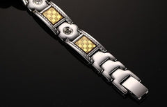 Stainless Steel Gold Mens Magnetic Bracelet