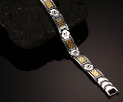 Stainless Steel Gold Mens Magnetic Bracelet