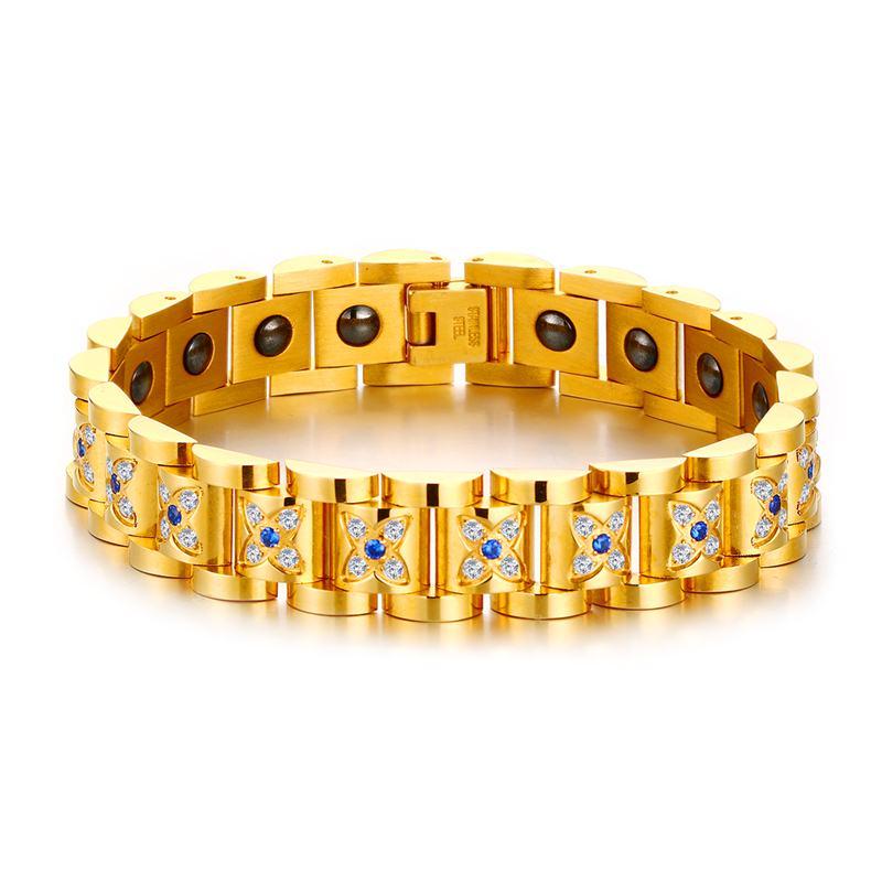 Stainless Steel Gold Mens Arthritis Bracelet