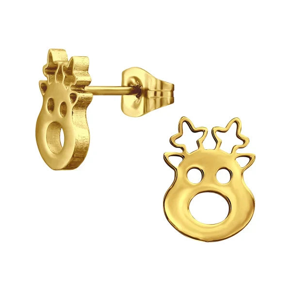 Steel Reindeer Ear Studs