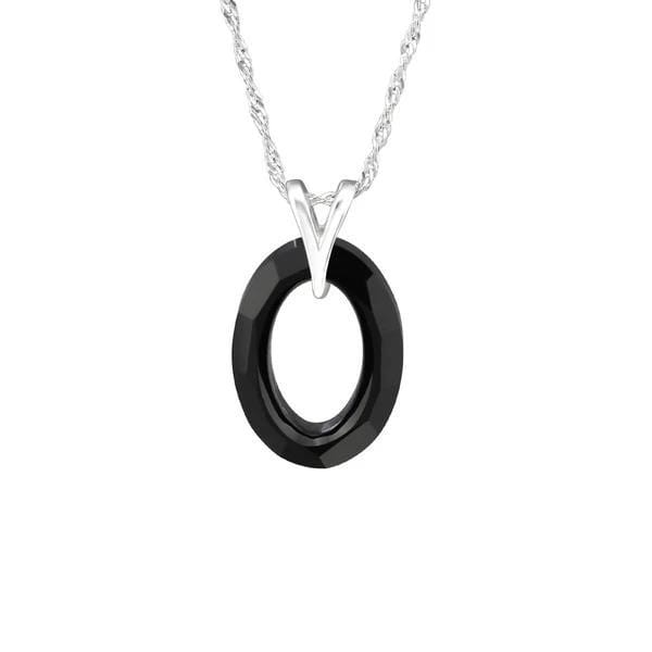 Silver Crystal Oval Necklace
