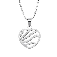 Steel Heart Glitter Inlay Necklace