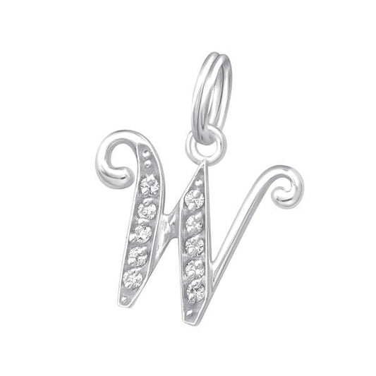 Silver  Letter W Charm