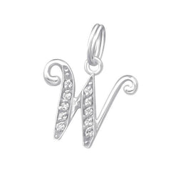 Silver  Letter W Charm