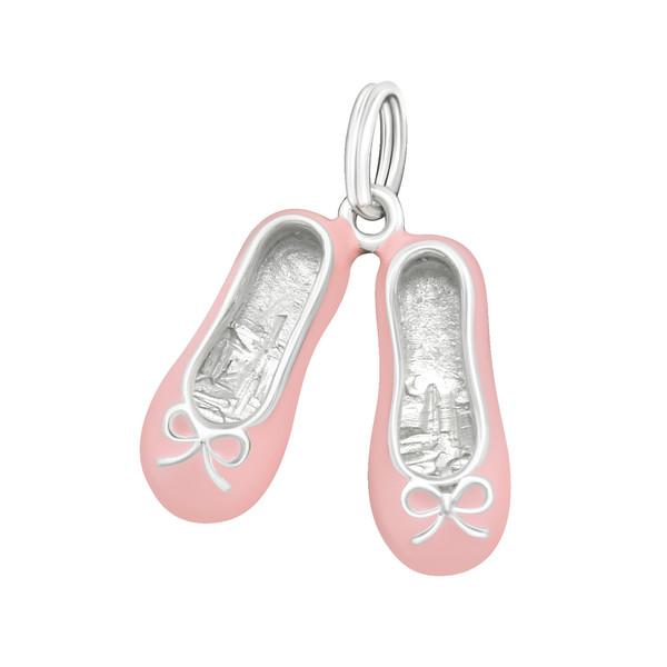 Silver Light Pink Shoes Charm