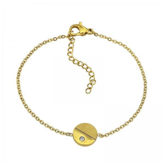 Women Gold Steel Disc Bracelet