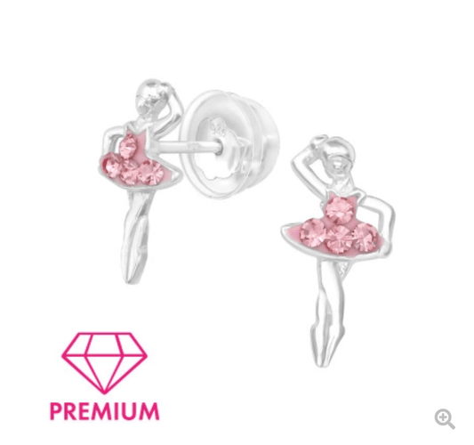 Silver Ballerina Stud earrings for Kids